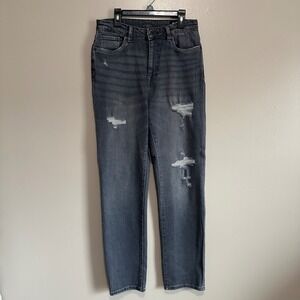 Buffalo David Bitton Women Jeans High Rise Straight Jayden Distressed Grey 27
